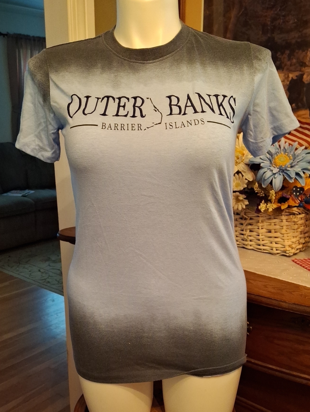 Outer Banks Short Sleeve Ombre Tee - Light Blue/Gray